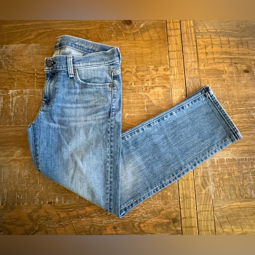 7 For All Mankind Classic Light Wash Crop Straight Leg Jeans, Size 27